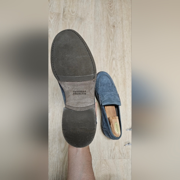 Brunello Cuccinelli Blue Leather Loafers - Picture 4 of 4